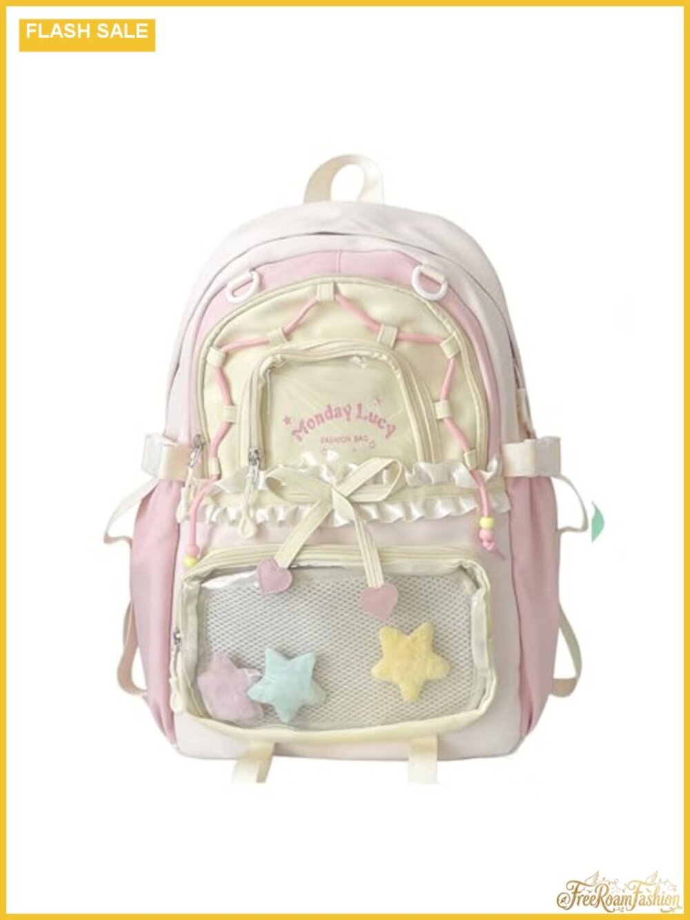 Kawaii Ita Backpack Nylon PVC Clear Pocket Y2K Daypack Cute Aesthetic